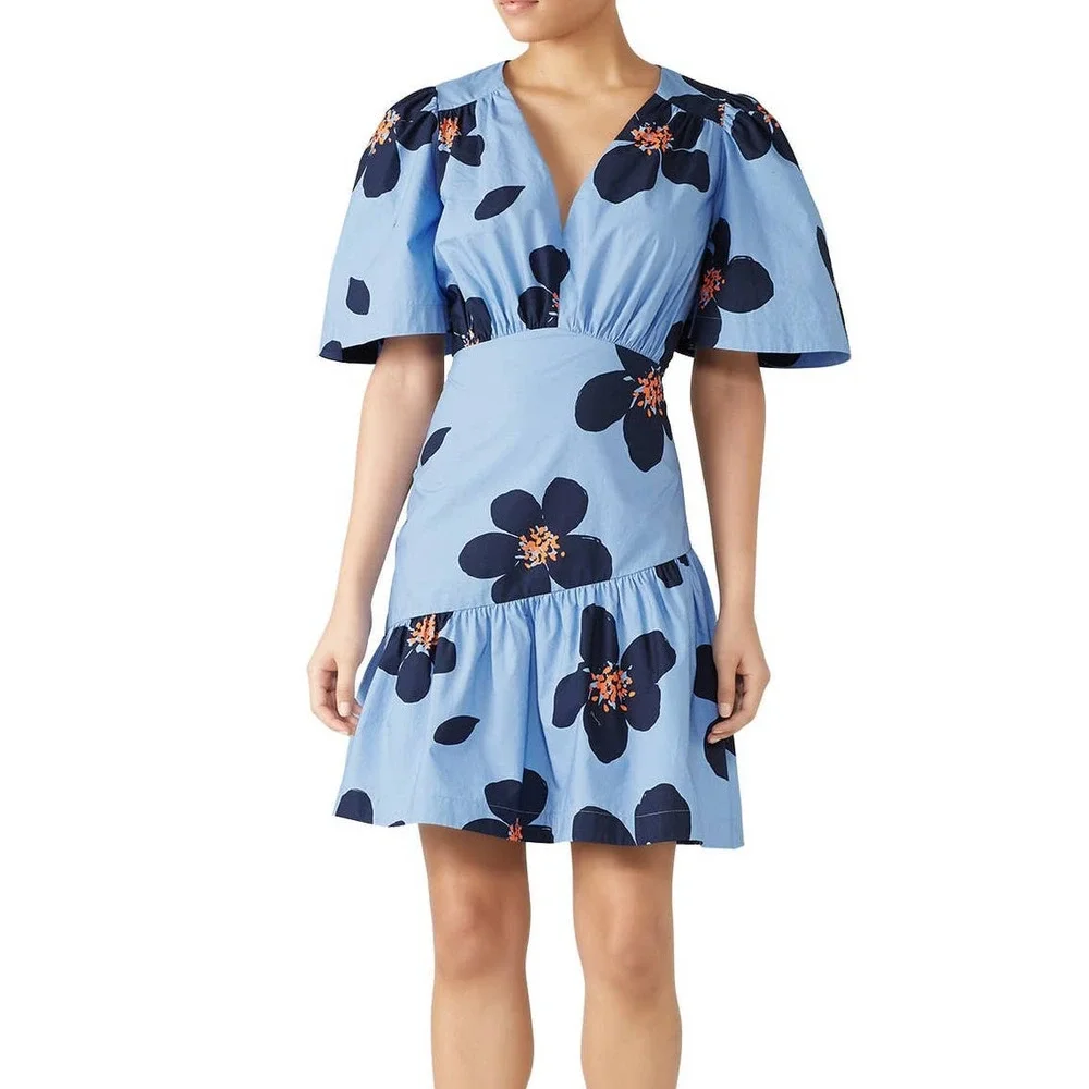 Kate Spade Dress Grand Flora Floral Print Blue Size 6